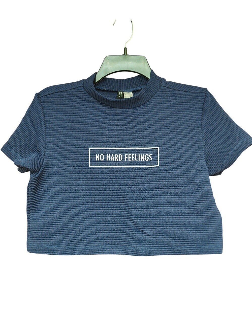 H&M DIVIDED No Hard Feelings Navy Ribbed Crop Top Size S
